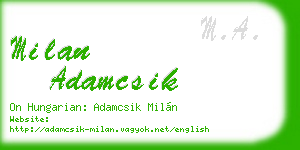 milan adamcsik business card